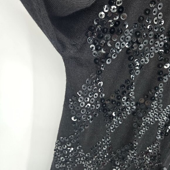 Regency collection for Joyce VTG Medium black sequin button up cardigan sweater - Picture 3 of 8